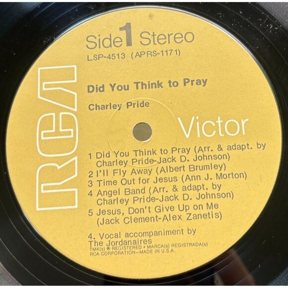 Charley Pride Did You Think to Pray Country Vinyl LP RCA Victor Stereo VG+ - Picture 2 of 6